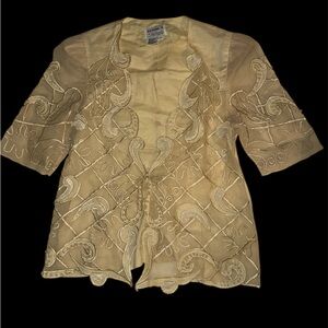 ACTION 1 by Jay Daniels vintage Elegant Sheer pearl Embroidered Jacket size 10